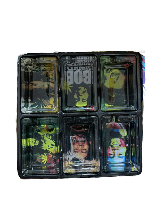 Double Cross Bob Marley Rectangle Glass Ashtray - 1 pc