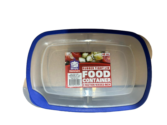 Rubber Tight Lid Food Container - 2 Section